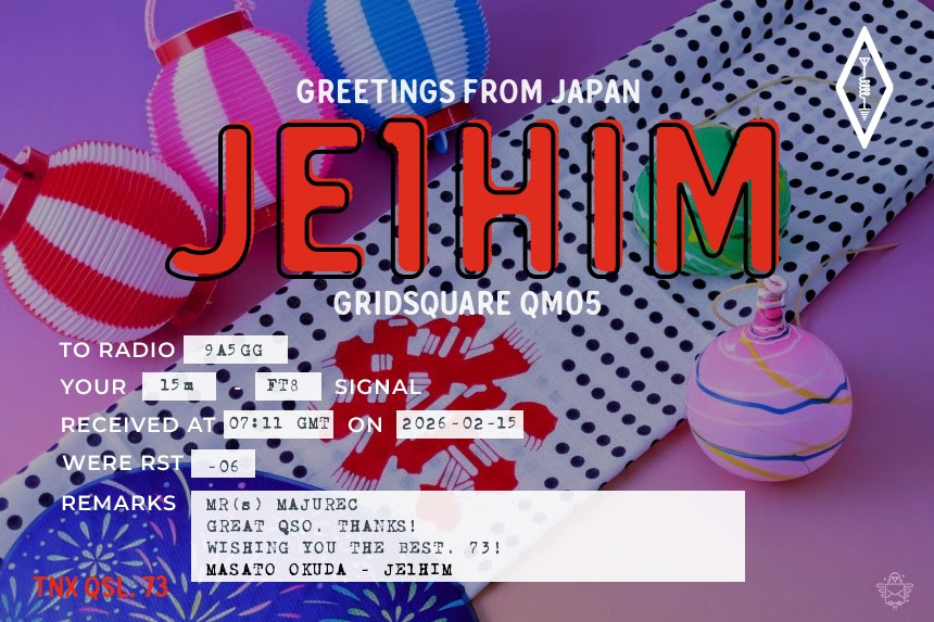 JE1HIM Japan QSL card